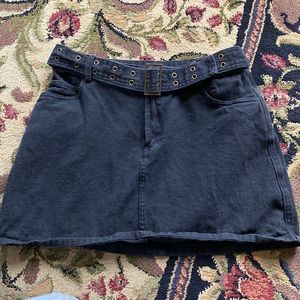 Black jean skirts with belt
